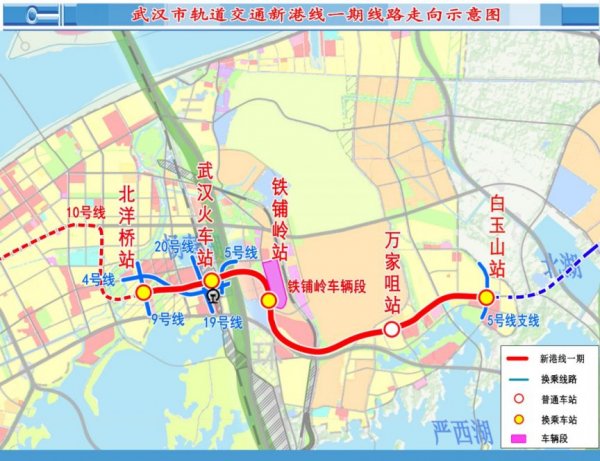 武汉地铁新港线一期线路图（在建）