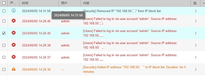 威联通 Failed to log in via user account “admin”