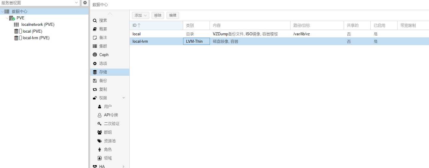PVE删除local-lvm并扩容local PVE删除local-lvm并扩容local