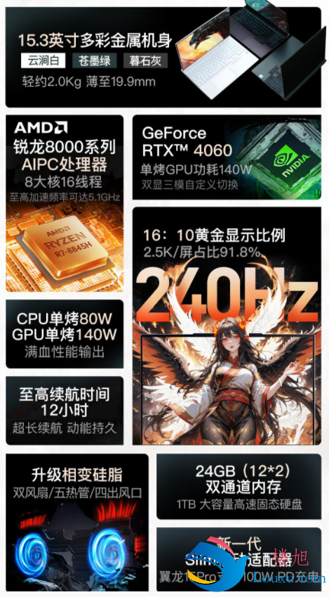 机械革命翼龙15Pro 电竞AIPC轻薄游戏笔记本电脑(R7-8845H 24G 1T RTX4060 2.5K 240HZ) 机械革命翼龙15Pro 电竞AIPC轻薄游戏笔记本电脑(R7-8845H 24G 1T RTX4060 2.5K 240HZ)